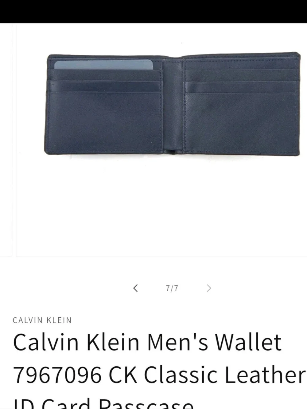 NWT Calvin Klein Dark Blue Leather Wallet with Embossed Logo